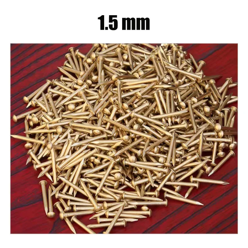 10/20/50/100pcs Dia 1.2mm 1.5mm 2mm 3mm Pure Copper Brass Small Mini Round Head Nail for Furniture Hinge Drum Jewelry Chest Box