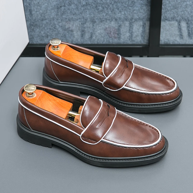 

High Quality Leather Shoes For Men 2025 Slip On Loafers Men Casual Party Formal Shoes Business Orthopedic Dress Shoes For Men