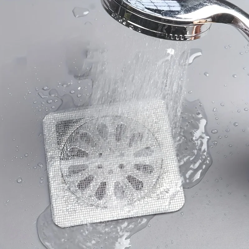 50PCS Disposable Shower Drain Hair Catcher Sticker Mesh Filter Waterproof Self-Adhesive Floor Drain Cover for Bathroom Kitchen image 5