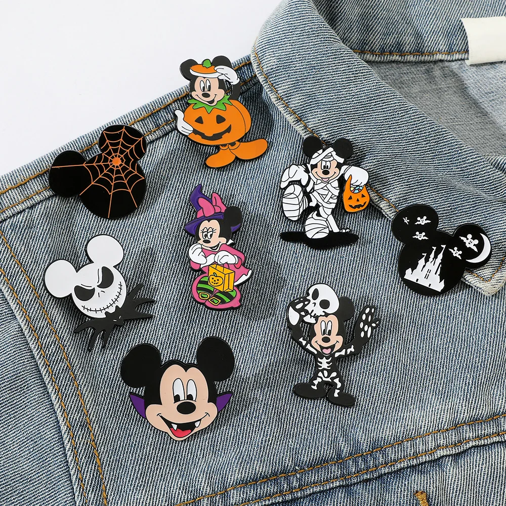 Disney Cartoon Character Brooch Creative Mickey Mouse Enamel Pin Metal Badge Jewelry Clothing Backpacks Accessories