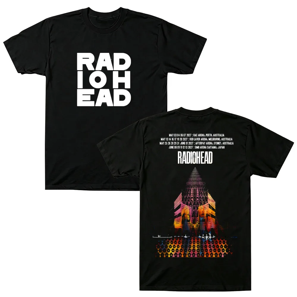 Radiohead Tour 2027 Baumwoll-T-Shirt Herren Vintage Retro Rockband Kurzarm-T-Shirt Damen Lässiges lockeres T-Shirt Streetwear lockere Oberteile – Detail 7