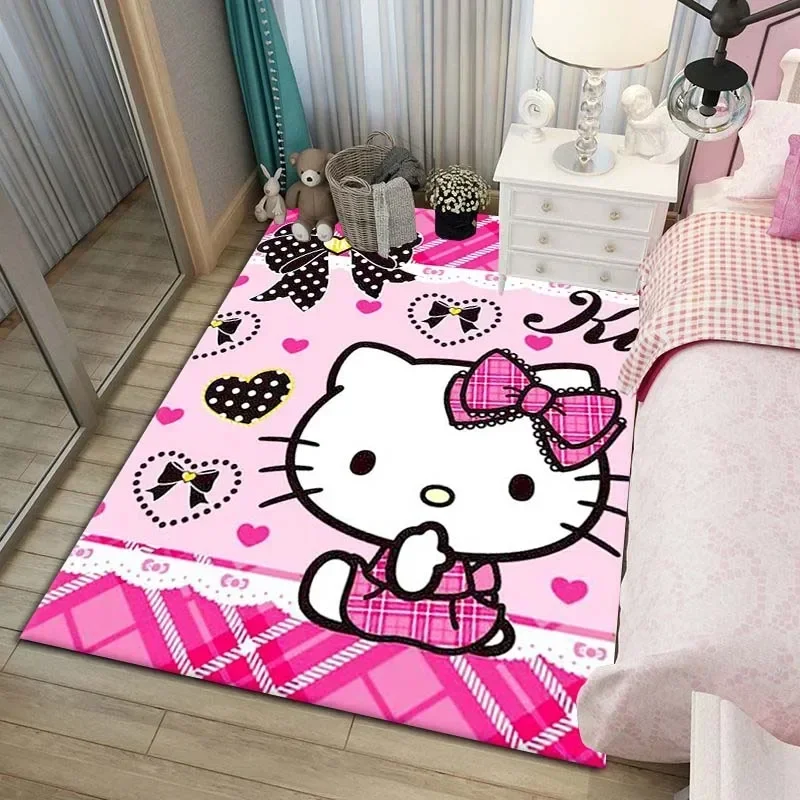 Cartoon Hello Kitty Pattern Area Rug,Carpet Rug for Living Room Bedroom Sofa Doormat Decoration,Child Play Non-slip Floor Mat