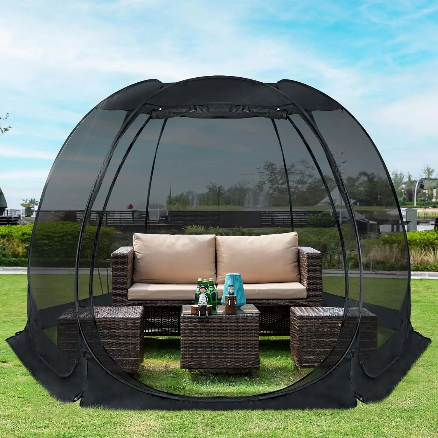 Pop Up Screen House Tent, Instant Outdoor Gazebo with Mosquito Netting & UPF 50+ Sun Protection, Portable Canopy Shelter