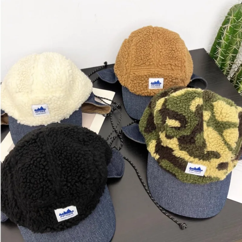جديد ريترو الدنيم الربط أفخم Bomber القبعات للنساء الخريف والشتاء في الهواء الطلق الترفيه الدافئة سدادات حماية الأذن قبعة رجالية متعددة الاستخدامات #5