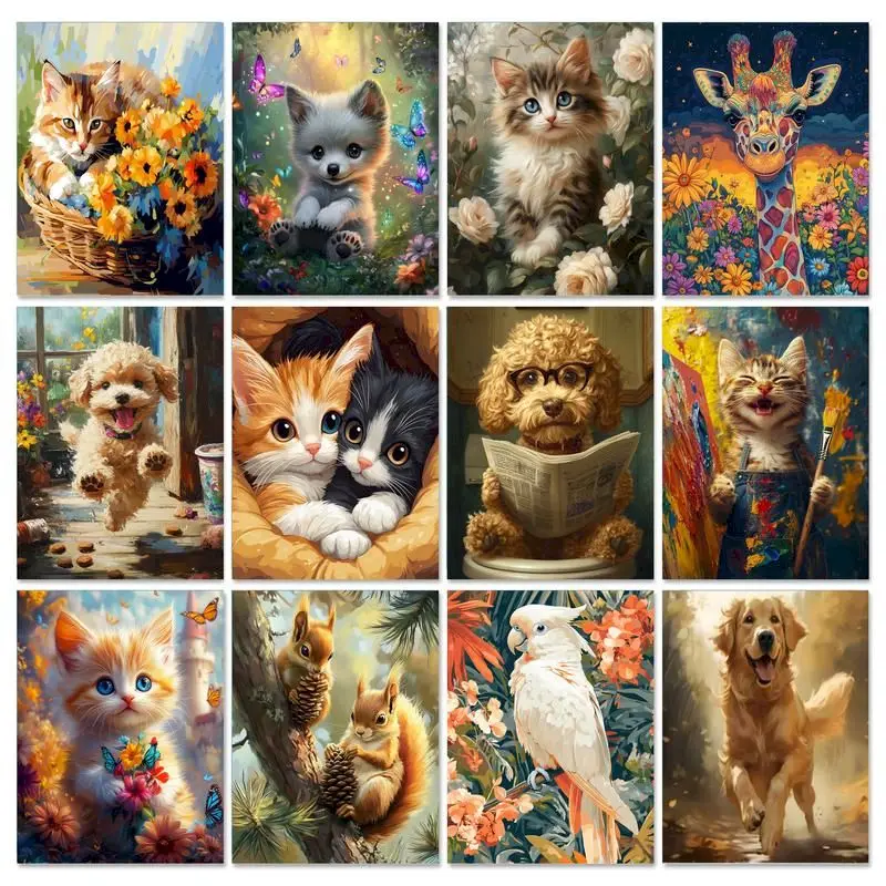 

GATYZTORY Painting By Number Animals Kits Painting By Number Cat Drawing On Canvas HandPainted Art Gift DIY Home Decoration