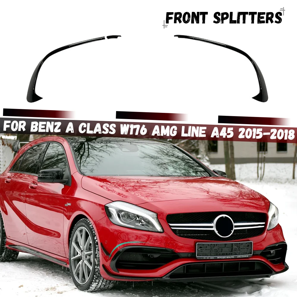For Mercedes‑Benz A‑Class W176 AMG‑Line A45 2015 2016 2017 2018 Front Bumper Spoiler Splitter Trim Lower Air Vent Canards