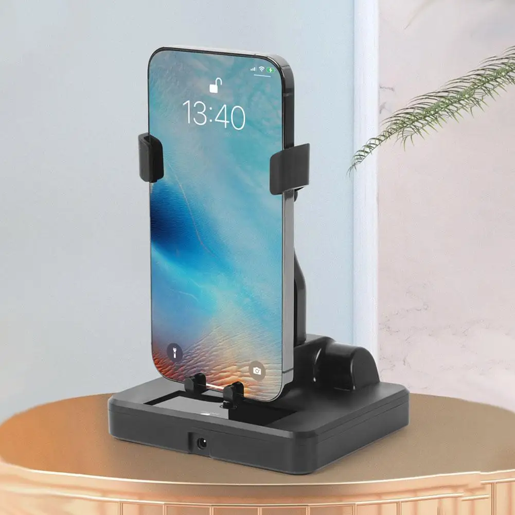 

Mobile Phone Automatic Step Shaker Desk Mute Black Automatic Holder Support Phone Shake Stand Swing F9L0