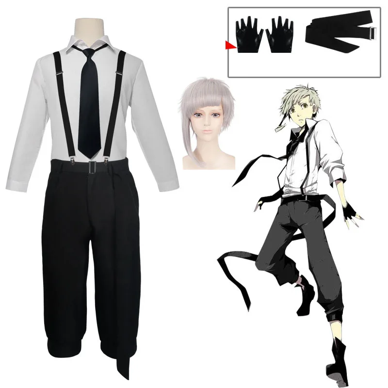 Bungo Stray Dogs Anime Cosplay Costume Nakajima Atsushi Detective Clothing Shirt Suit Halloween Party Wig Role Play Costumes