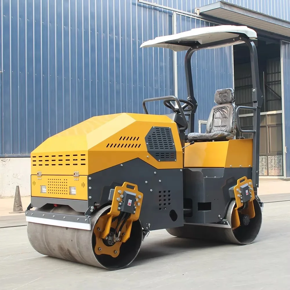 سعر الودائع أسطوانة الطريق الصغيرة الاهتزازية طبلة فولاذية مزدوجة 1 طن 2 طن 3 طن ديزل ركوب صغير #3