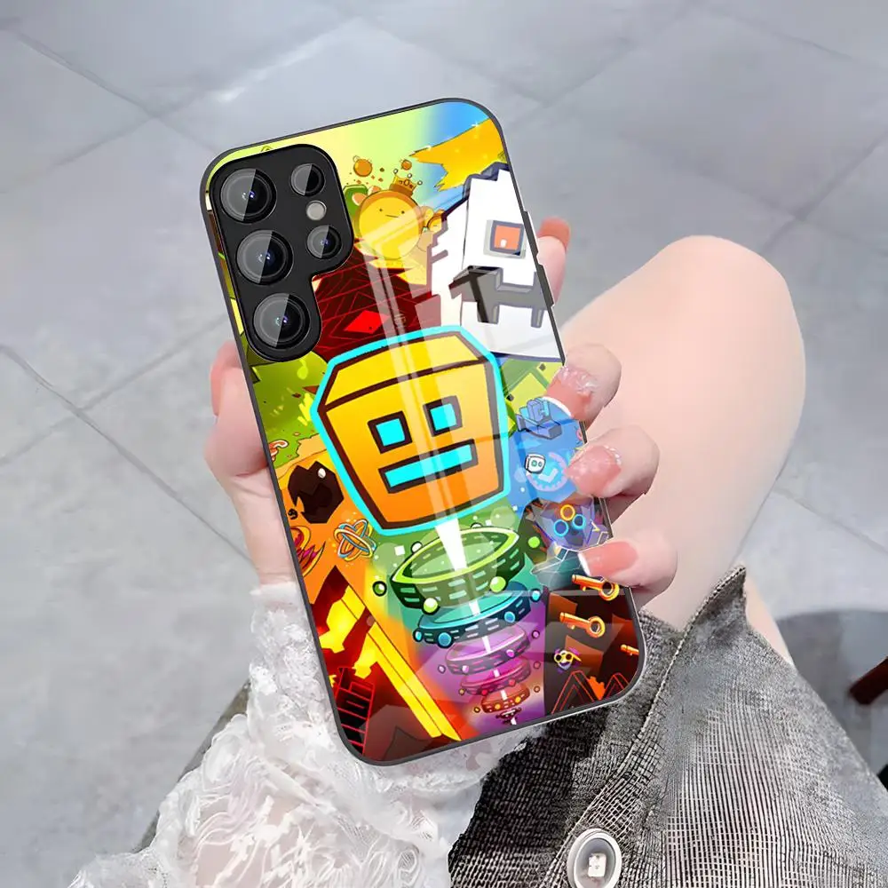 Geometry Dash Game Phone Case For Samsung A27 A37 A33 5G A54 A36 A35 A56 A52 A17 Shockproof Glass Cover
