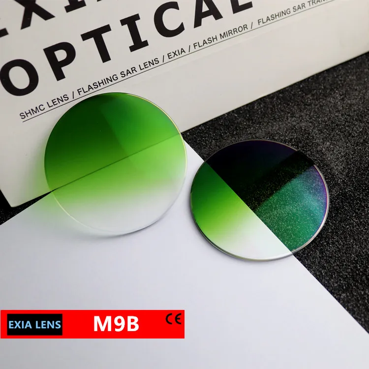 

EXIA Lens M9B Gradient Green Sunglasses Lenses UV400 SHMC MR-8 1.61 Thickness 3mm Anti-Impact Base Curve 3
