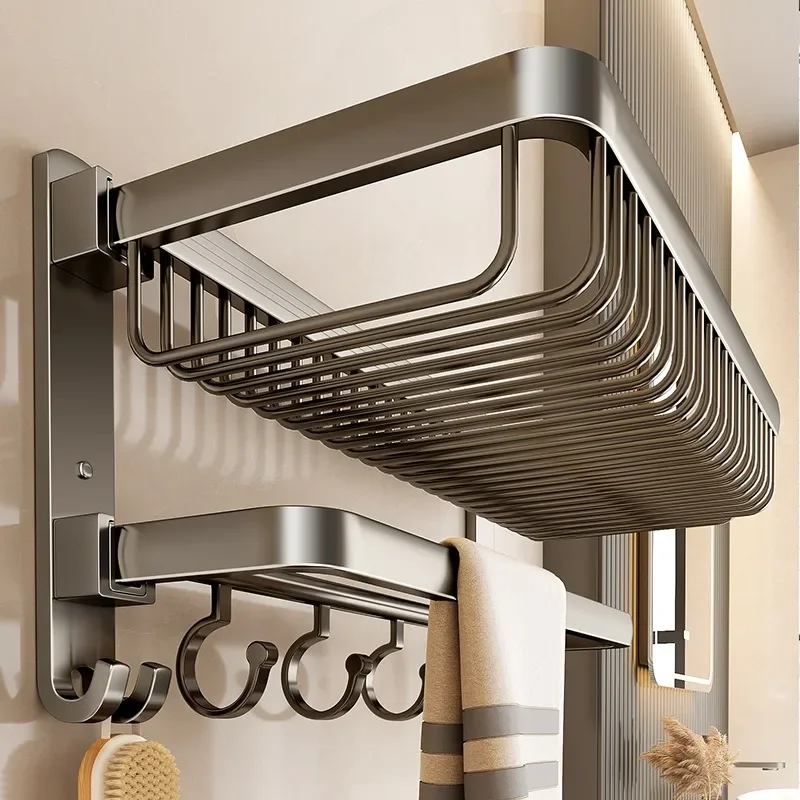 

Gun ash towel rack, bathroom rack without punching holes in the bathroom