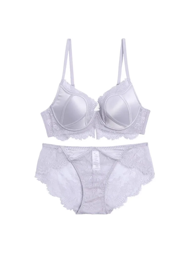 Europäisches Luxus-BH-Set aus Satin – Bügel-Dessous im Korsett-Stil mit seitlicher Unterstützung und Lift, Anti-Durchhängen, sexy Damenunterwäsche
