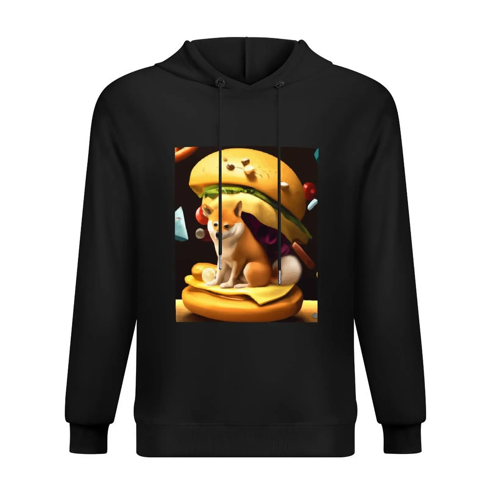

Shiba Inu Sandwiched in Between a Giant Burger Hoodie winter clothes men's coat new in hoodies
