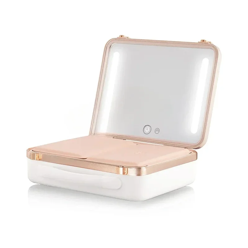 5 lighting USB travel vanity table with LED light makeup mirror storage box