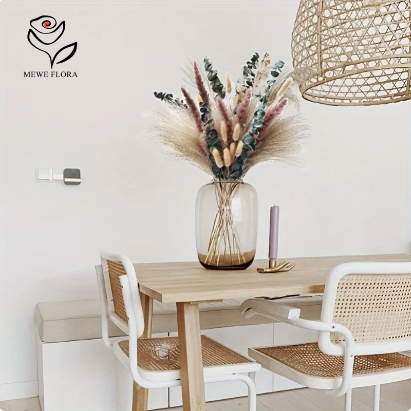 55 قطعة Pampas أنيقة المجففة زهرة الأرنب الذيل باقة بوهو المنزل زهرية حديقة ديكور زهرة اصطناعية الأوكالبتوس الزفاف الديكور