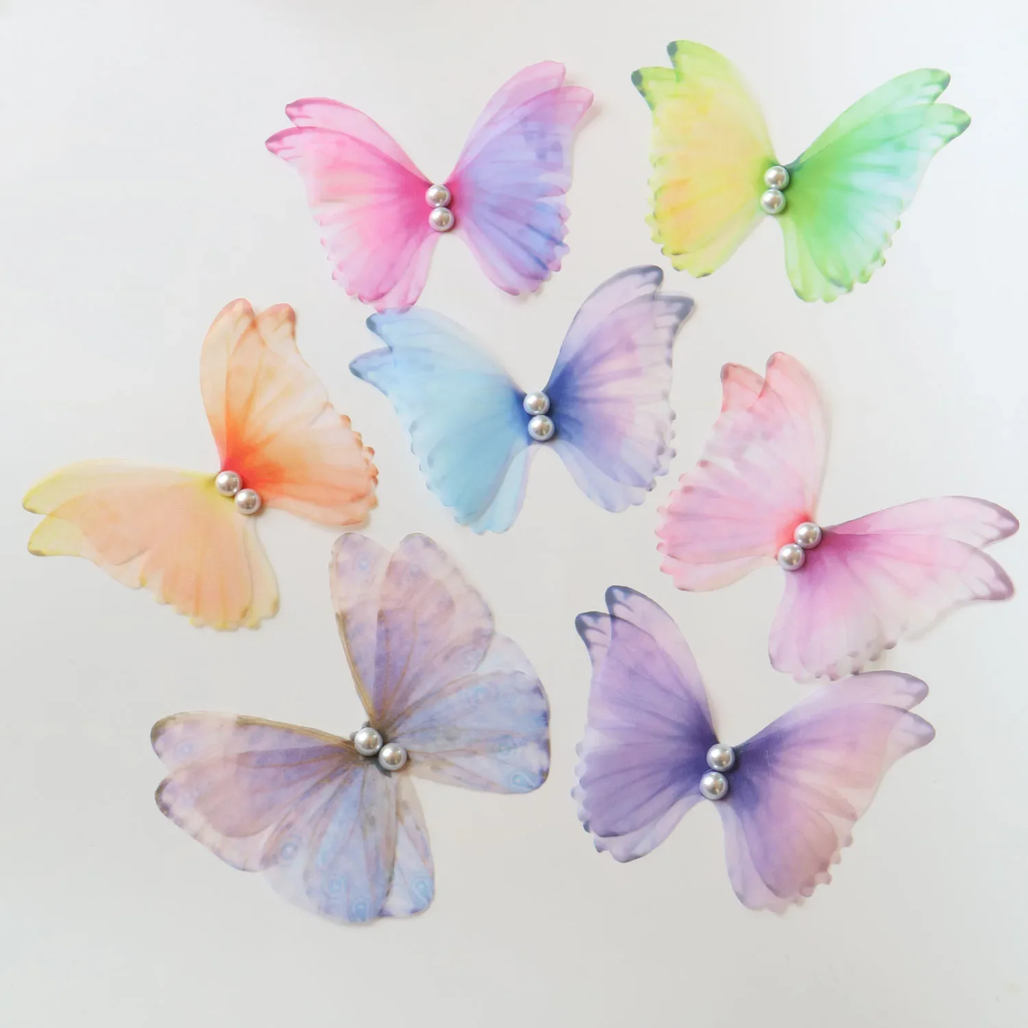 DIY 패션 오간자 나비 패치, 의류 자수 패치, 가방 장식 패치, 아플리케 바느질 공예, 6 개