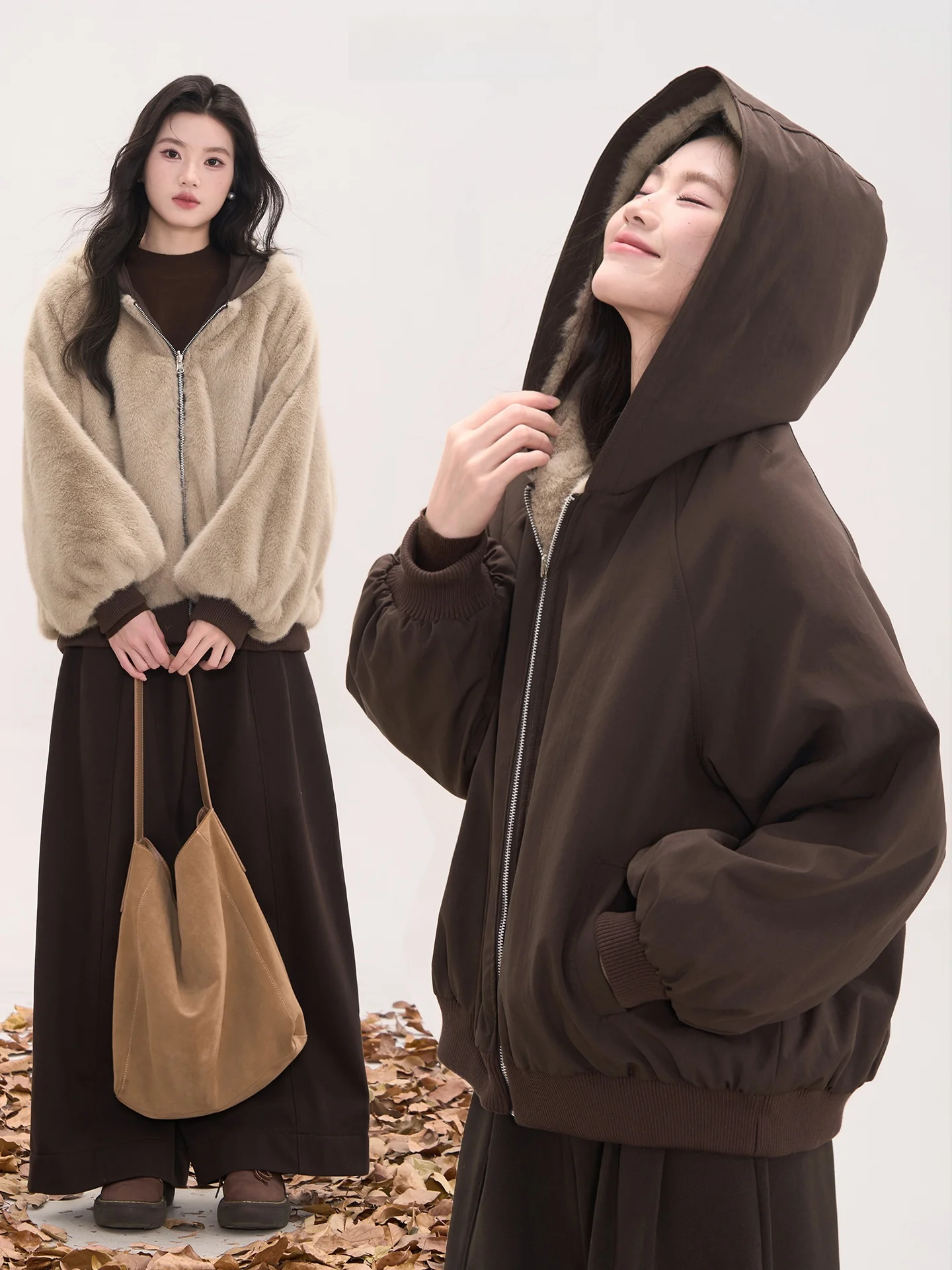 

Женская зимняя утепленная куртка Heme с двусторонним ношением, на флисовой подкладке, из хлопка, с длинными рукавами, на молнии, однотонная, для повседневной носки