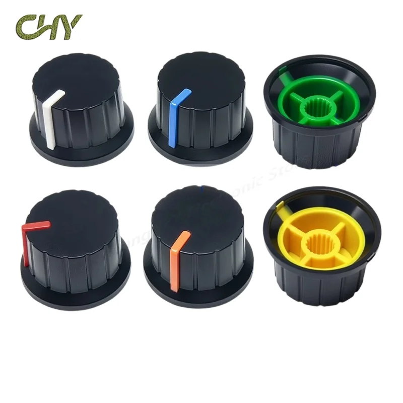 10PCS Two-color Knob Cap 24X15MM Potentiometer WH148 EC11 Plastic Straw Hat Knob 6MM Spline Shaft for RV09 White Blue Green Red