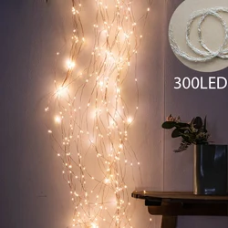 600 LED Waterfall Sring Lights Indoor Bedroom Decoration Christmas Fairy Lights Plug in Holiday Lighting Curtain decor Lamp room