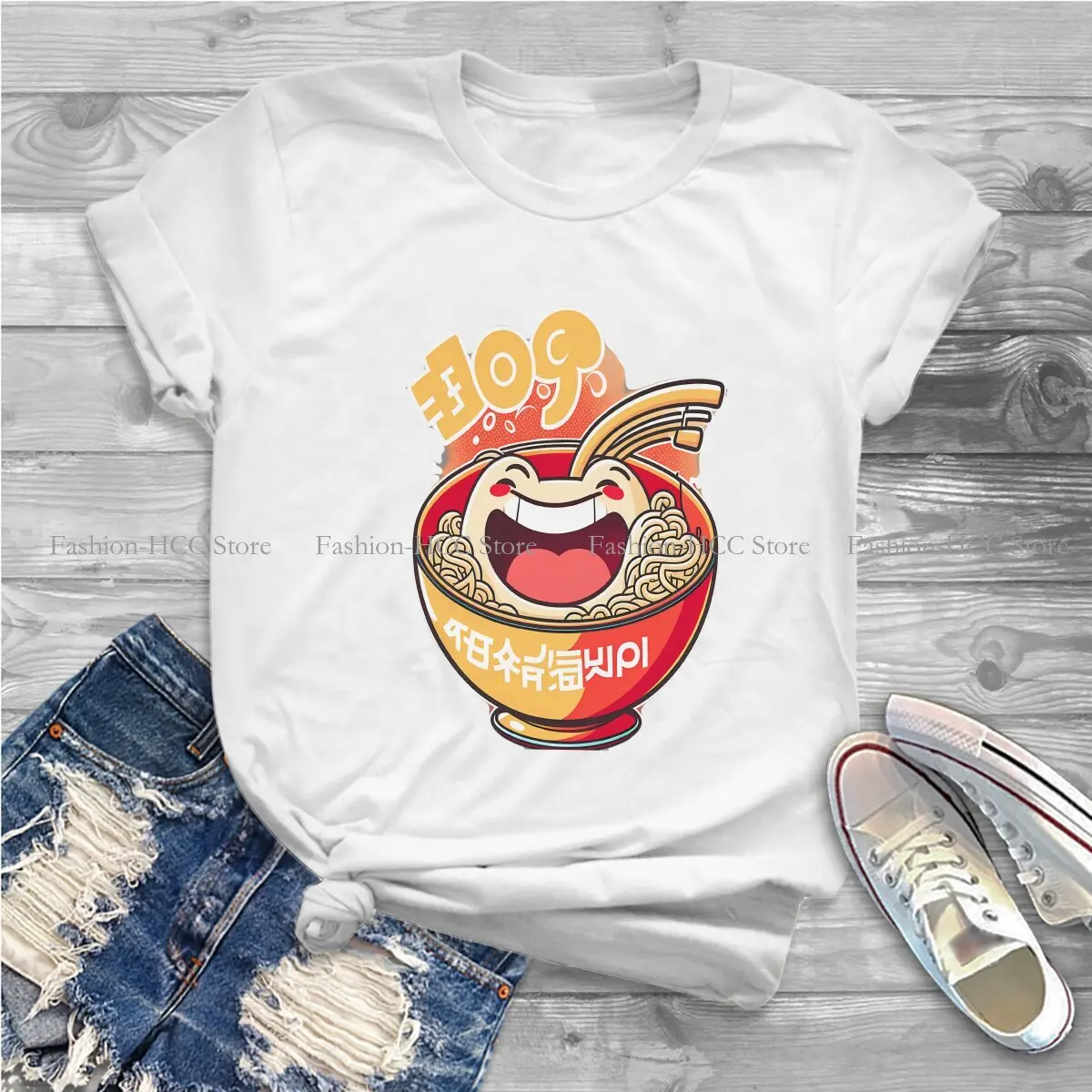 The Great Ramen Off Kanagawa Polyester TShirts Laughing  Essential Print Homme T Shirt New Trend Clothing