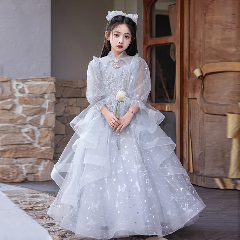 Girls' Dress High-End Luxury Niche Children's Birthday Princess Dress Spring and Autumn Performance Beautiful Piano Performance