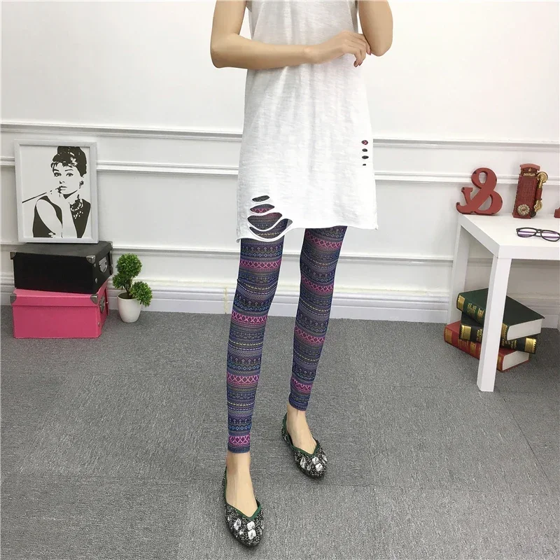 Summer Mesh Leggings Women Wear Bohemian Large Elastic Flesh Penetrating Color Sunscreen Pants  Leopard Print  Punk Rave