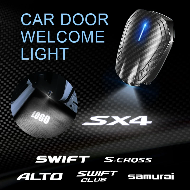 2 шт. для 2 дверей для SUZUKI ALTO SWIFT S-CROSS SX4 Samurai SJ413 логотип USB перезаряжаемая дверь автомобиля светодиодный HD подсветка приветствия