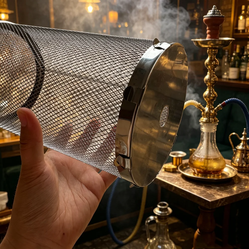 Metal Mesh Hookah Wind Cover with Top Cap & Fixed Clips Charcoal Guard Smoking Accessories Heat Protector for Outdoor & Bar Use view 6