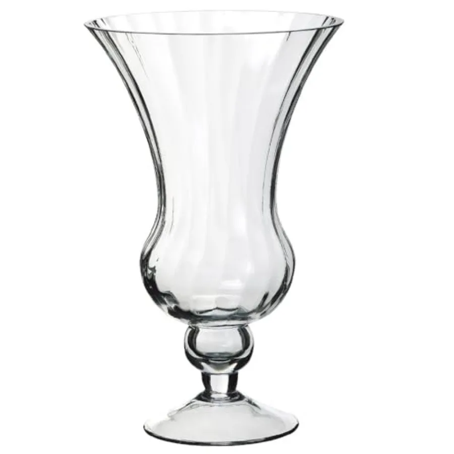 Footed hurricane glass vase for home decor clear glass transparent elegant tall silhouette and stable base design