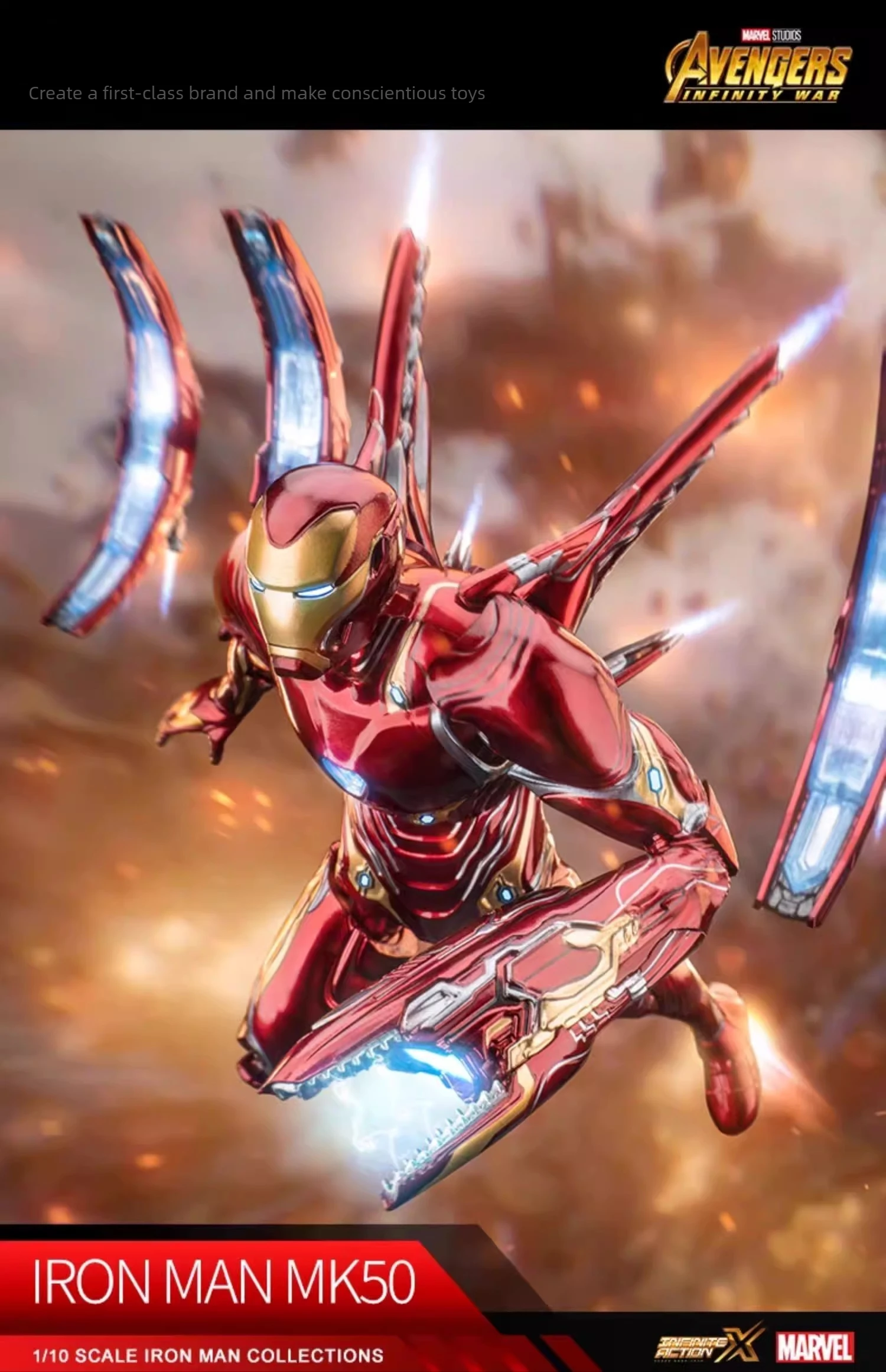 

Toy Iron Man Action Figure MK50 MK58-1/10 Scale Mark Hulkooster Hulkbuster Armor Assembly Model Toy for Collectors And Xmas Gift