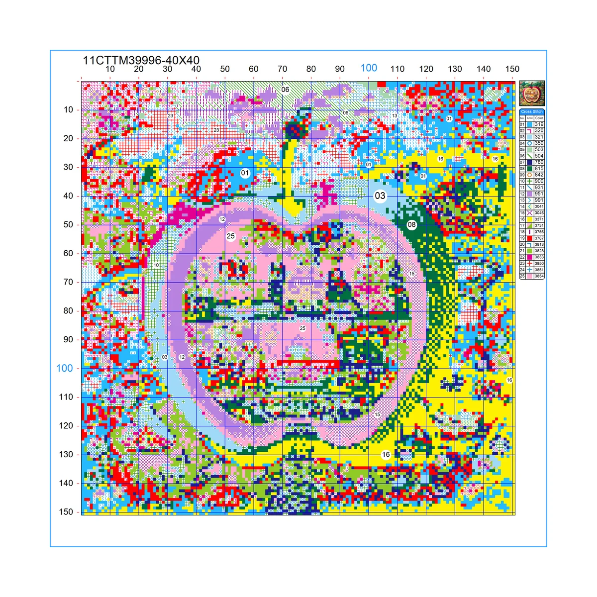 1 Stück 40x40 cm/15,74 Zoll, 11CT/14CT Kreuzstich-Set, DIY Valentinstagsgeschenk, Stickerei-Set für Festivals, Stadt – Detail 2