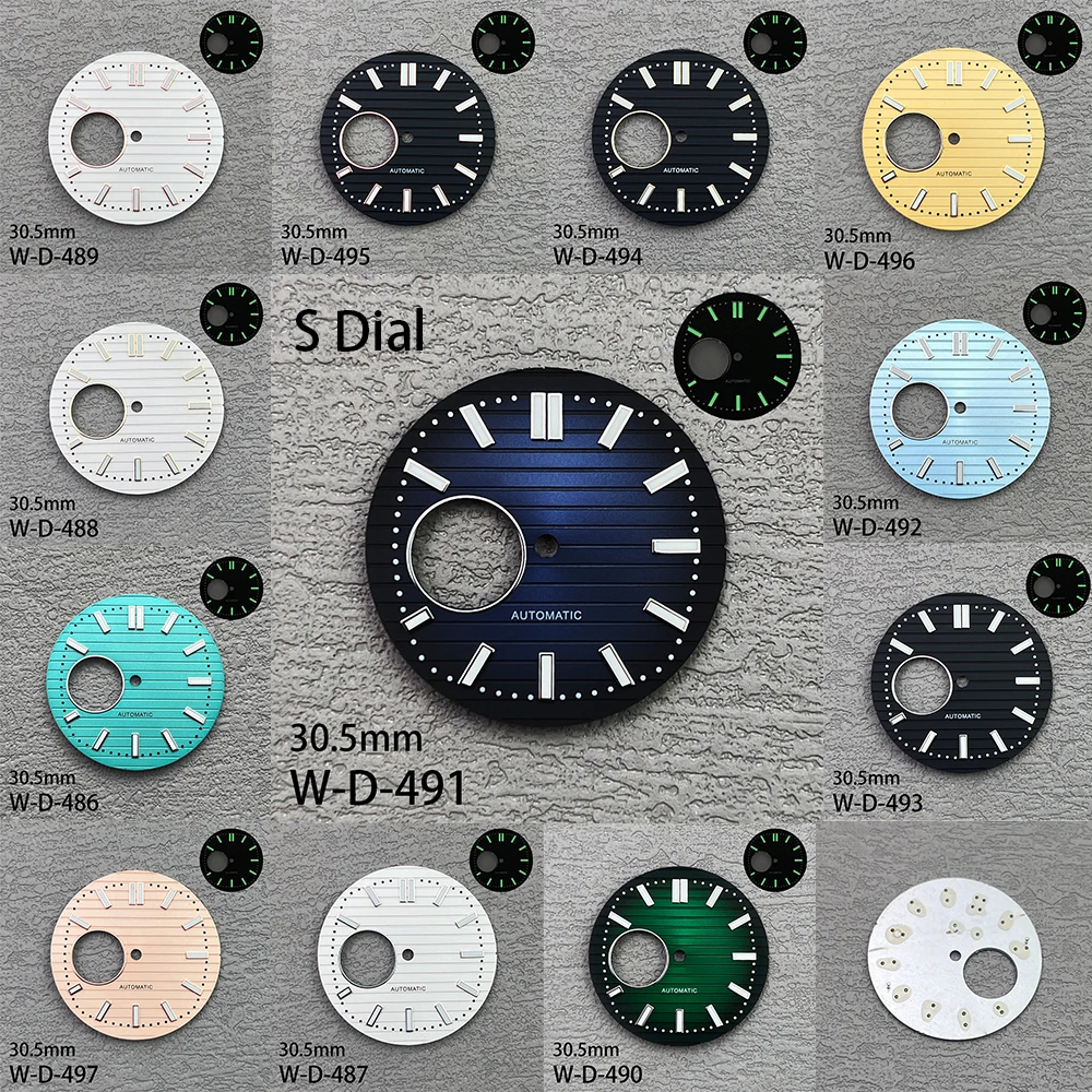 

30.5mm S Logo NH38 Dial Hollow Diving Dial C3 Green Luminous Watch Modificat Accessories