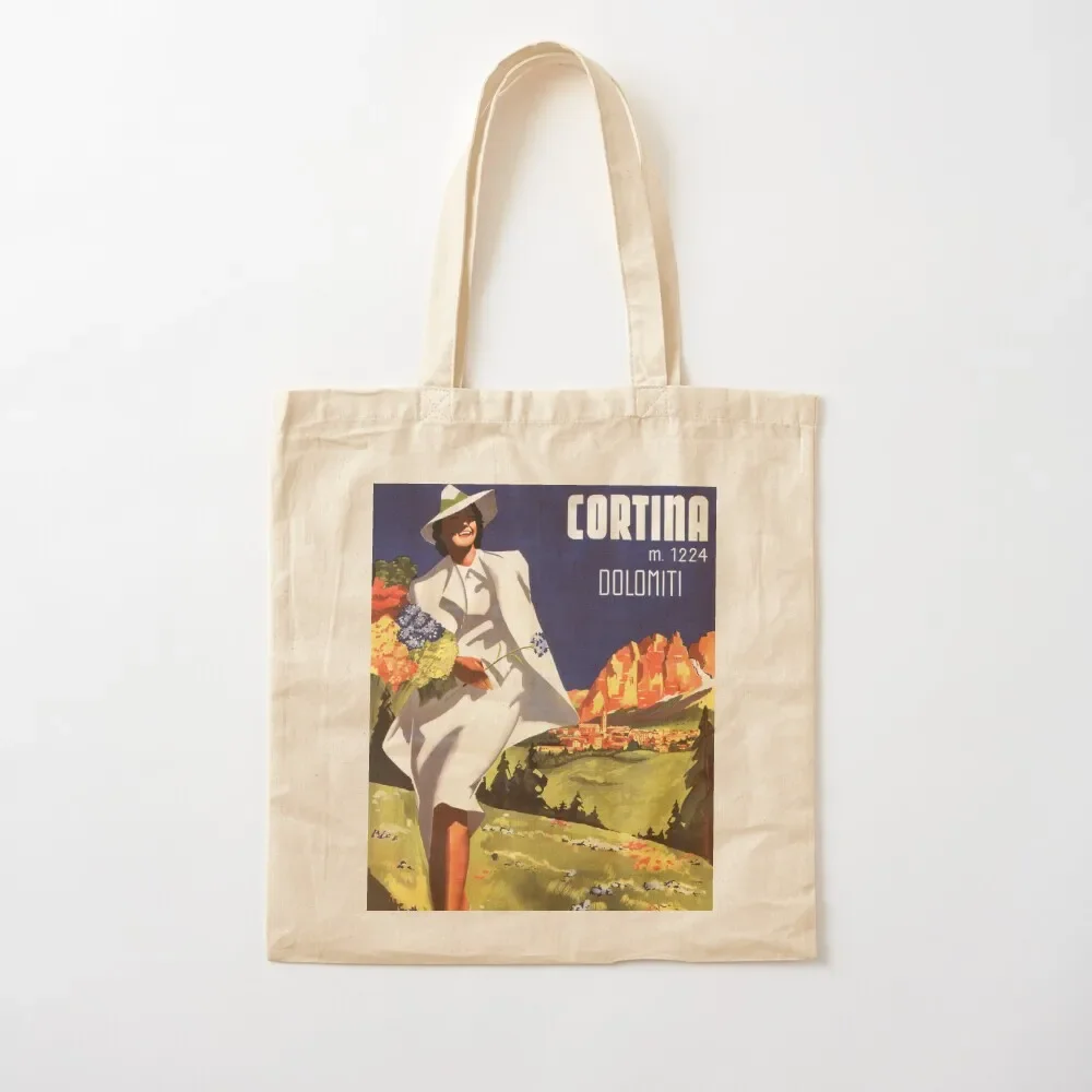 CORTINA DOLOMITI ITALY Mountains Vintage Travel Tourism Poster Advertisement Tote Bag shoping bag Lady bags canvas tote bags