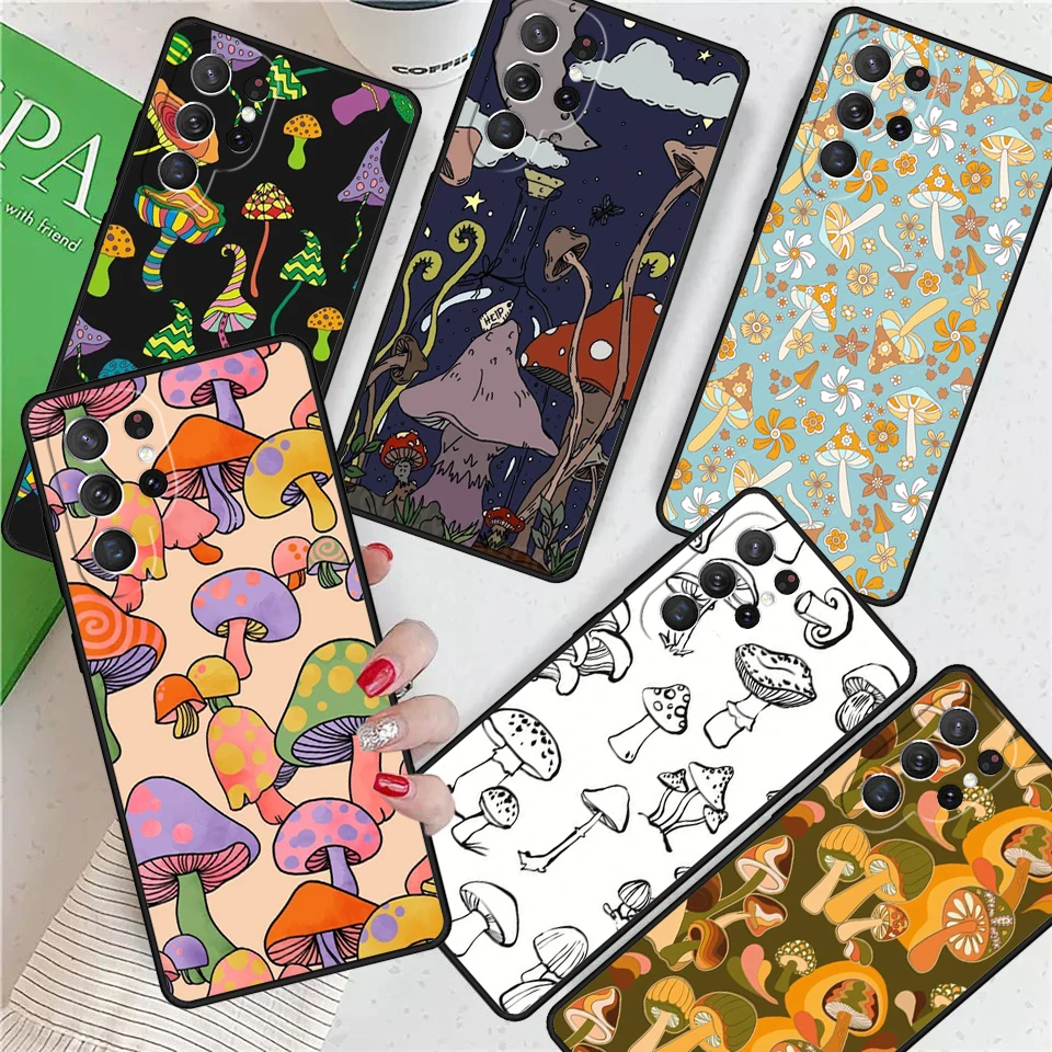 Psychedelic Mushrooms Florals For Samsung Galaxy S24 Ultra S21 S22 S8 S9 S10 5G Note 10 20 Plus FE S23 Phone case Cover Coque