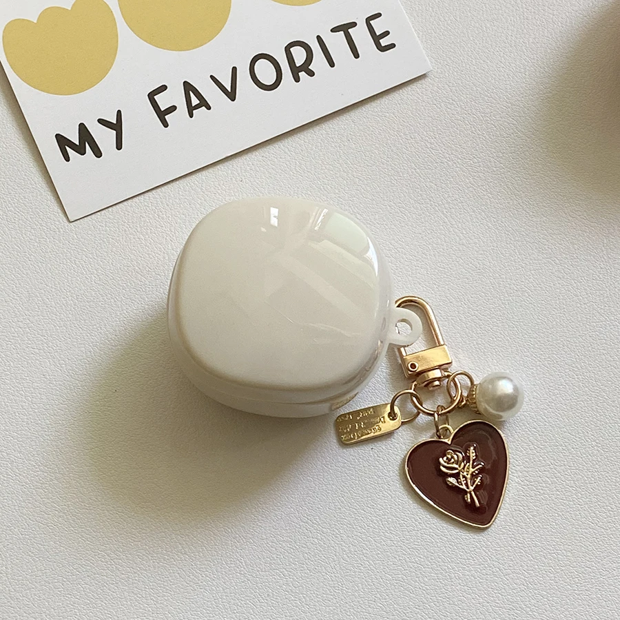 Caso de silicone para samsung galaxy botões fe/live /buds2 2 pro, caso bonito com pêssego/pingente de flor