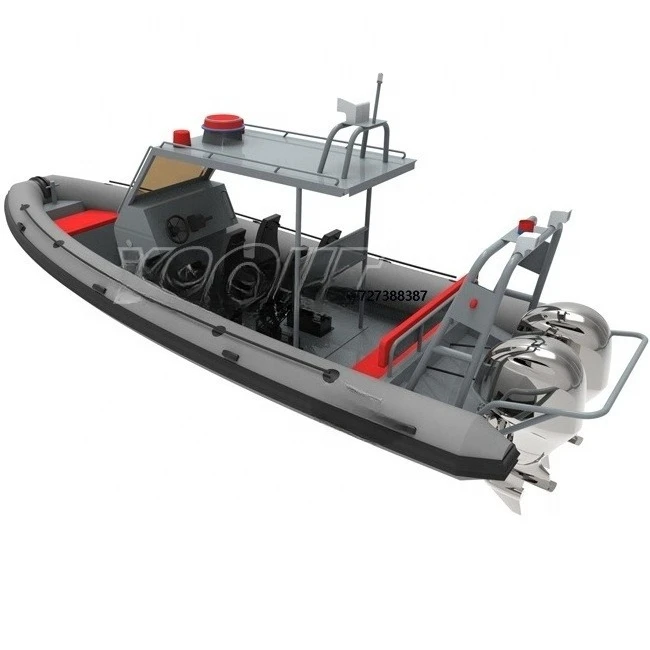 7.6m Aluminum Hull Hypalon/PVCInflatable Boat for Water Sports RIB760 With Double Engine