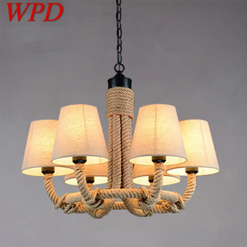 

WPD American Style Retrohemp Rope Chandelier Nostalgic Loft Industrial Style Internet Cafe Restaurant Hot Pot Shop Pendant