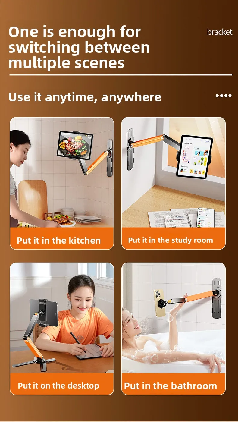 Wandmontierter Desktop-Telefon- und Tablet-Ständer mit Verstellbarem Schwanenhals-Klemmhalter für Schlafzimmer, Büro, Lesen und Videoanrufe – Detail 14