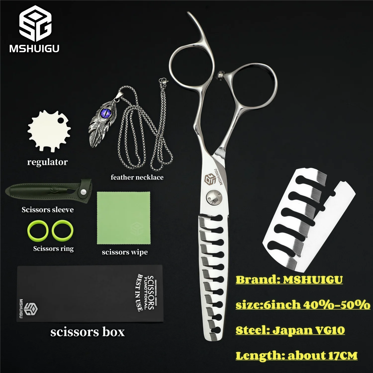 Professional Barber Scissors Thin Dual-Toothed Design Crafted from VG10 Steel Available in Multiple Sizes 6-6.3-6.5-6.8 Inch