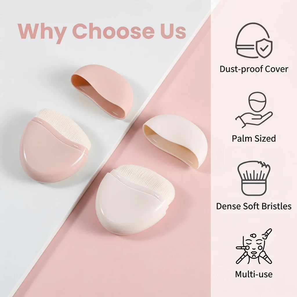 Portable Mini Face Makeup Brush for Foundation, with Dust Cap and Soft Bristles, for Liquid Foundation and Concealer Makeup Tool