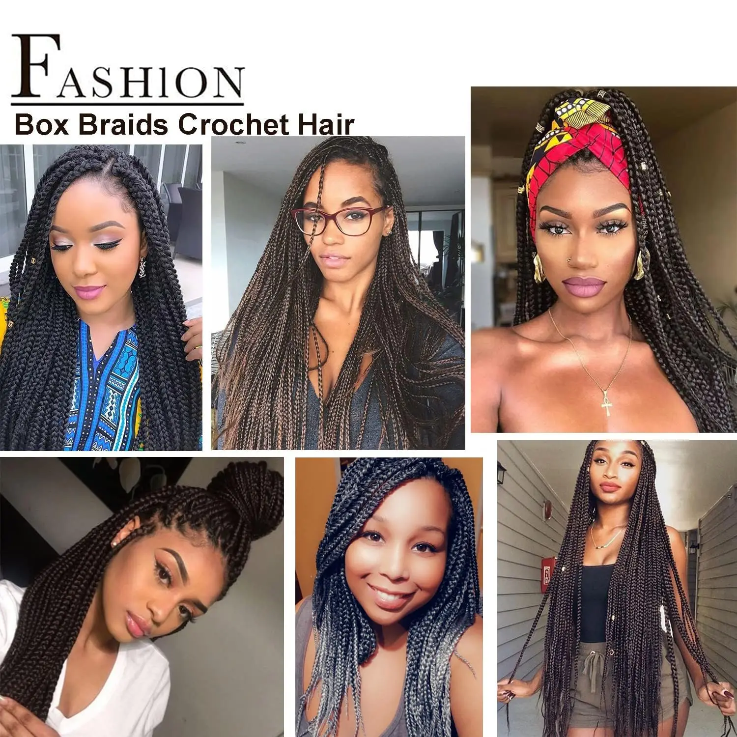 Box Braids Häkeln Haar 24 Zoll Häkeln Zöpfe Pre Loop Häkeln Haar für schwarze Frauen kleine Häkeln Box Zöpfe knoten los