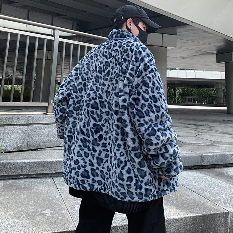 LUZHEN Autumn Lamb Wool Warm Padded Jackets Trendy Personalized Leopard Print Casual Handsome Streetwear Men Designer New LZ8112