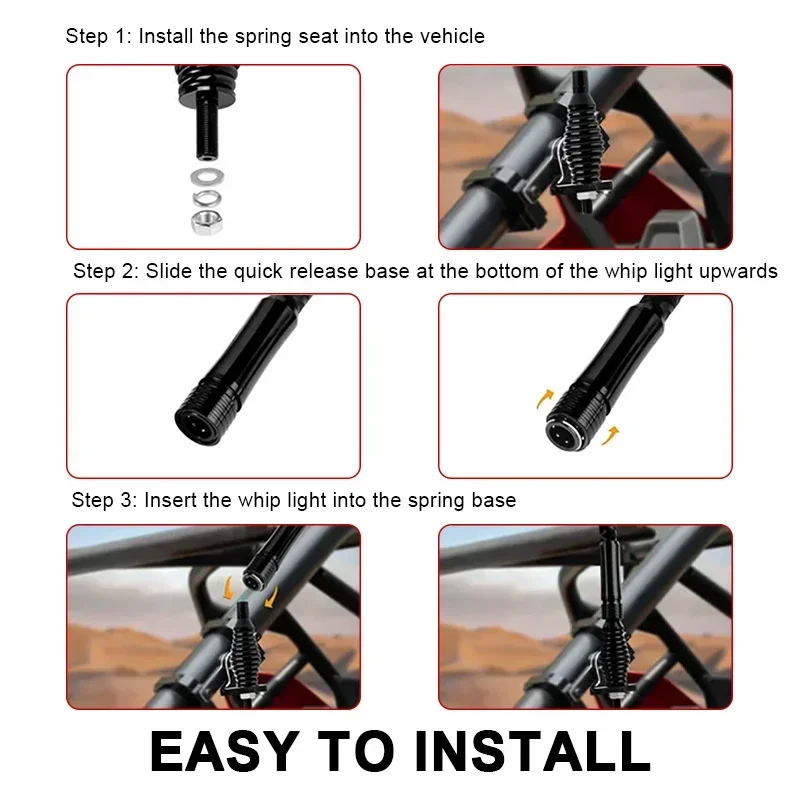 2Pcs Whip Light Spring Antenna Spring Mounting Quick Release Barrel Spring Base for Can-Am Maverick X3 for Atv Boat Offroad