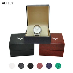 Wholesale Gift Watch Box Litchi Pattern Flip Watch Case Gift Jewelry Packaging Special Box Free Carving Logo Watch Storage BoxCu