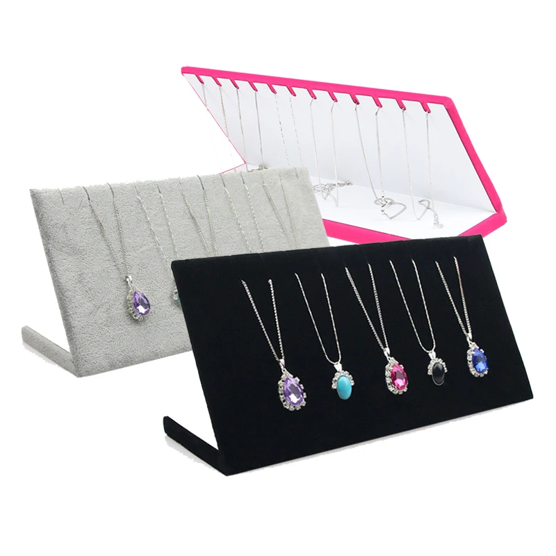 L Type Velvet/linen Necklace Pendant Organizer Holder jewelry Storage Board Display Board Nacklace Storage Display Stand