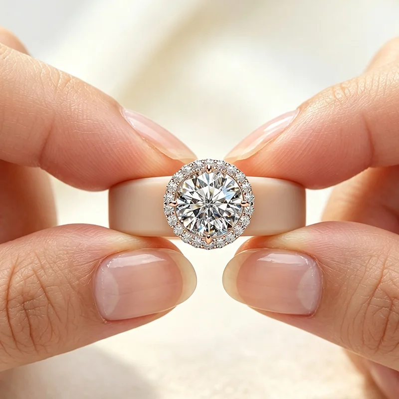 A comfortable khaki silicone ring, large round CZ flower full CZ setting, flexible and non-slip women's daily wear ring