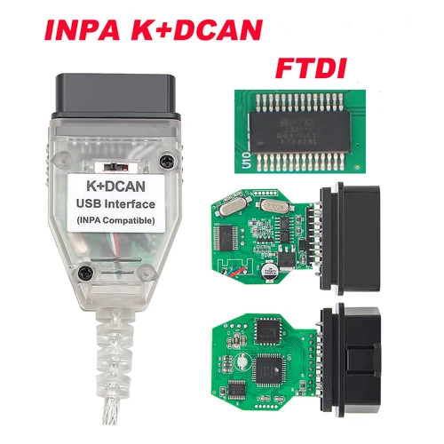 Imagen 1 del producto Herramienta de Diagnóstico Automotriz OBD2 con Chip FTDI K DCAN K+CAN, Escáner OBD 2, Cable de Interfaz USB, Cable de Diagnóstico OBD K + DCAN