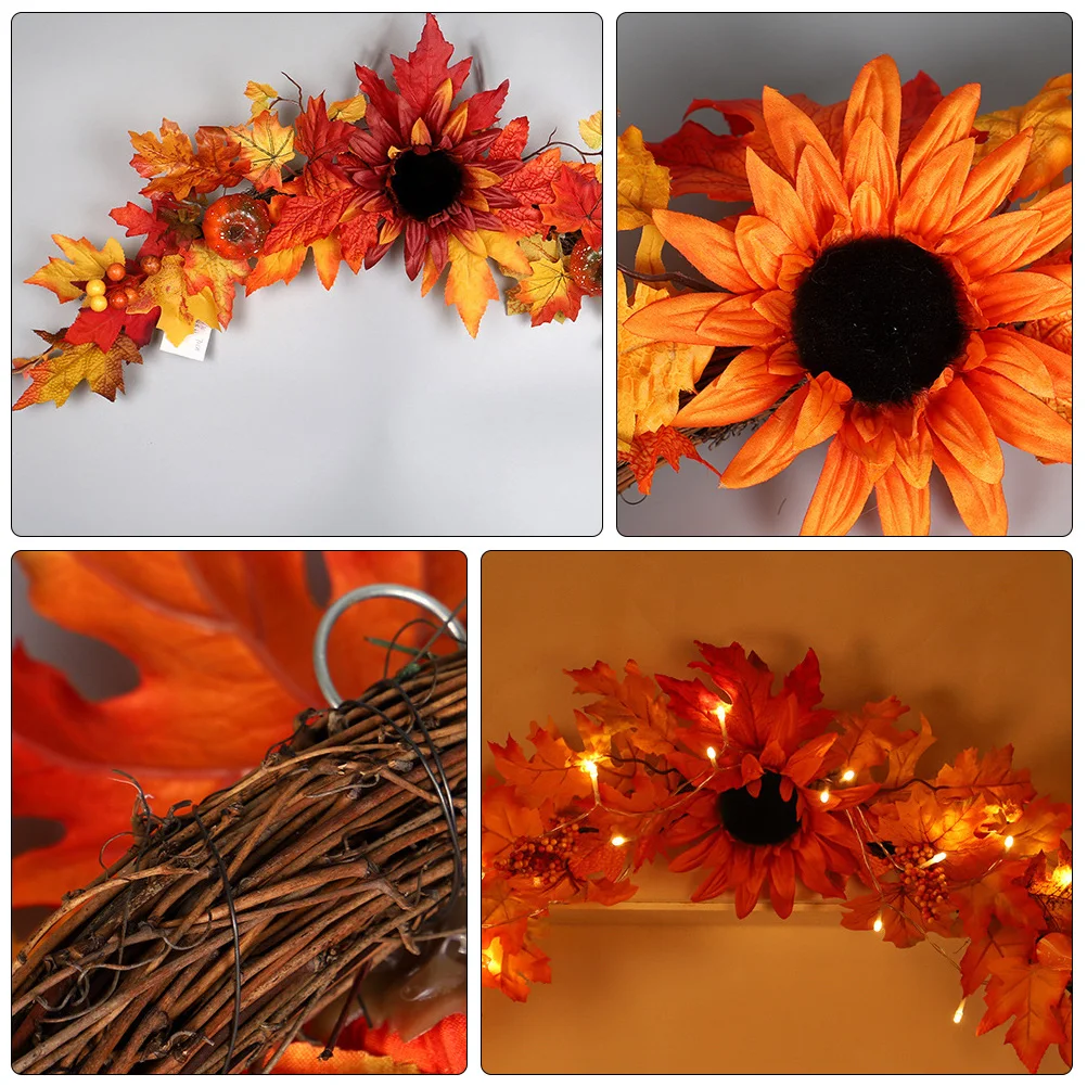 

Sunflower Door Hanging Decorative Wreath Pendant Fashion Halloween Ornament Portable Lightweight Attractive Indoors Outdoors DIY