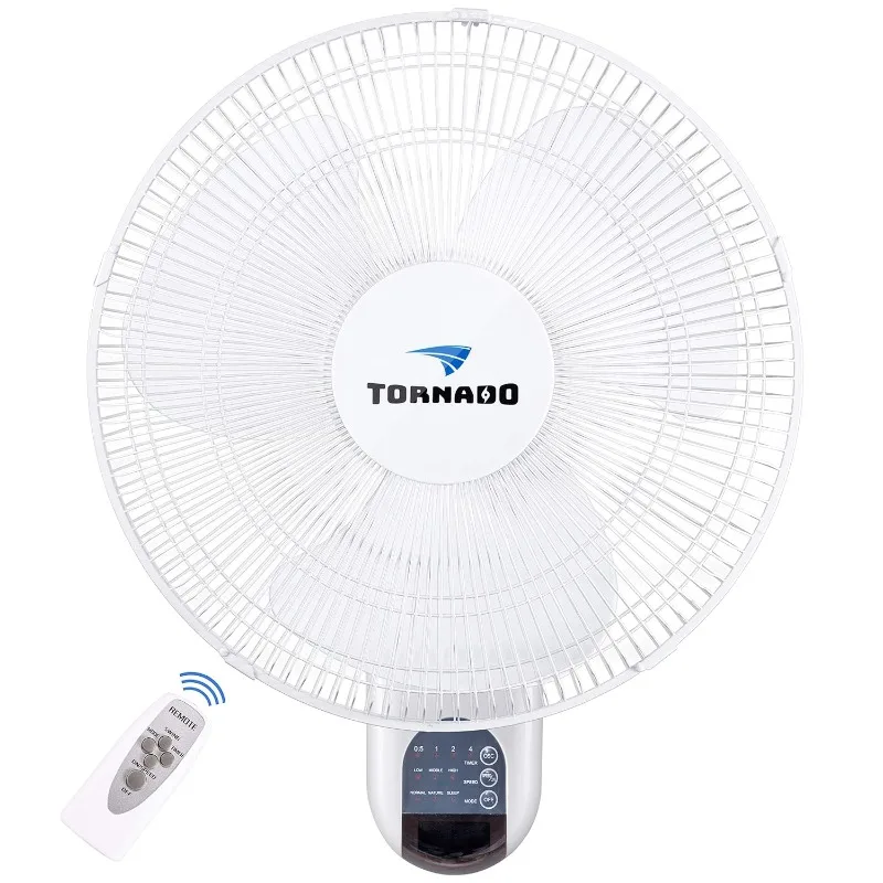 16 Inch Oscillating Wall Mount Fan Remote Control Included 3 Speed 2650 CFM 6 FT Cord UL Safety Listed